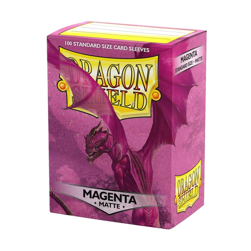 dragon shield دراغون شيلد | أكمام بطاقات بحجم قياسي غير لامعة | 100 قطعة - أكمام TCG مميزة ناعمة وقوية | متوافقة مع بوكيمون، فليش آند بلود، ون بيس وماجيك ذا غاثرنج | ماغينتا - غير لامع - Image 1